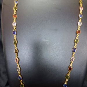 Long chain with colored stones