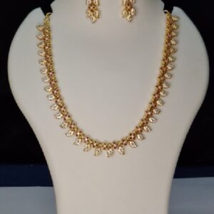 1 Gram gold plated necklace with white stones