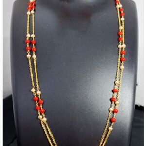 Long chain with pearl and coral